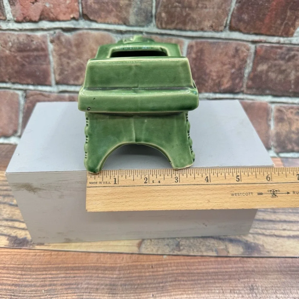 McCoy Cobbler's Work Bench Green Succulent Planter Dish USA MCM Vintage Pottery